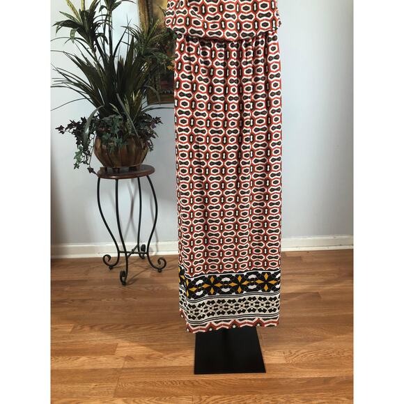 Magic Maxi Dress Women Small Red Geometric Sleeveless Stretch Boho Casual - Picture 6 of 12